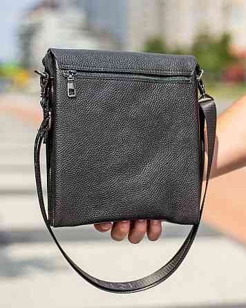 Чоловіча шкіряна сумка через плече BEXHILL чорна Київ