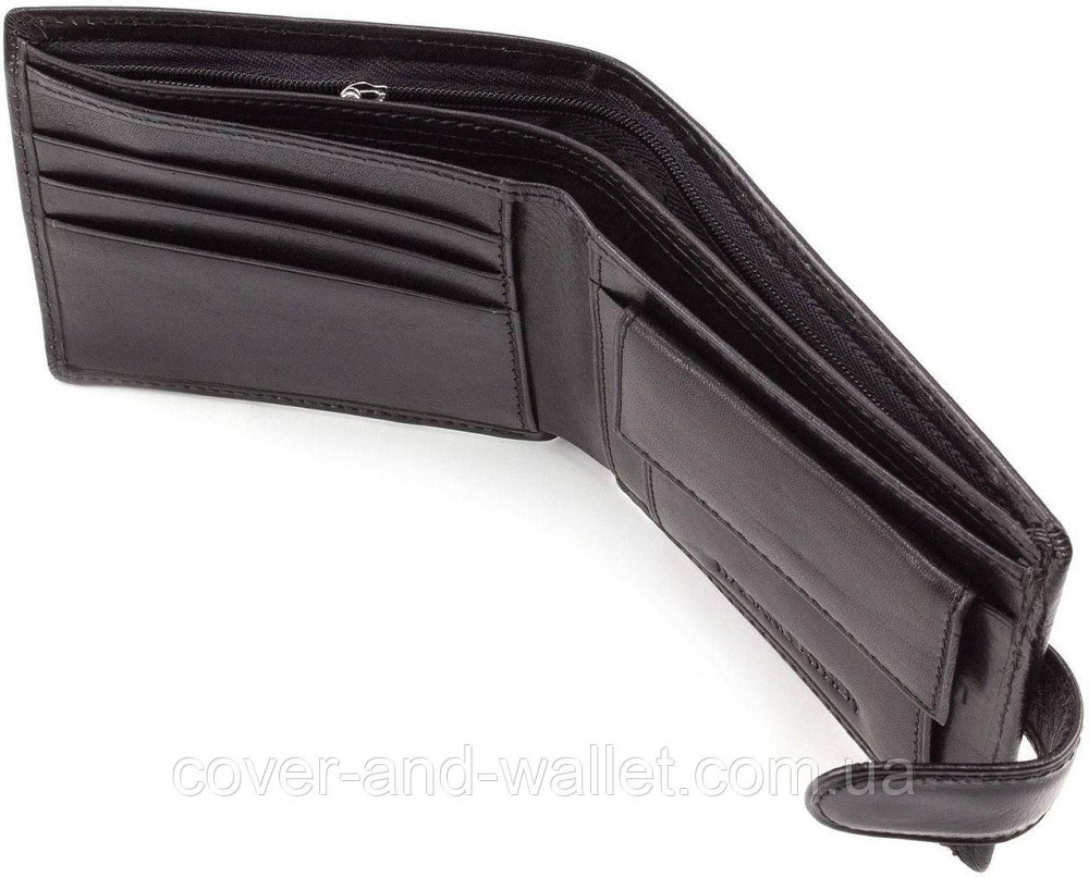 Чоловічий класичний гаманець із чорної гладкої шкіри ST Leather Київ - фото 5