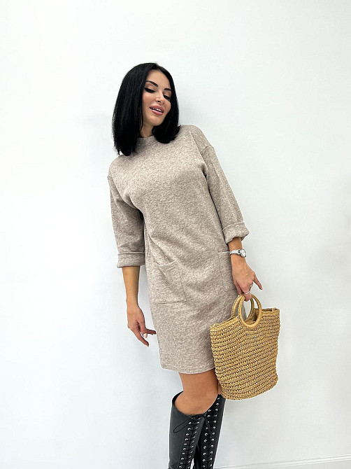 Тепла сукня з двосторонньої ангори "Debra" оптом | Норма Мокко, 42-44 Київ - фото 3