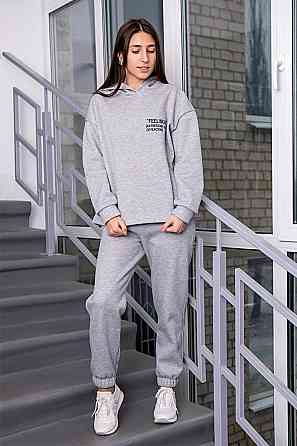 Женский спортивный теплый костюм, серый меланж , трехнитка топ Киев