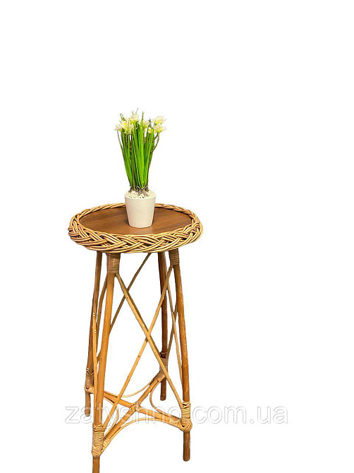 Столик высокий журнальный круглый из лозы Киев - изображение 3