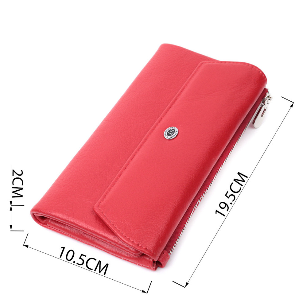 Портмоне для женщин с блоком для карт из натуральной кожи ST Leather 22699 Красный Киев - изображение 3