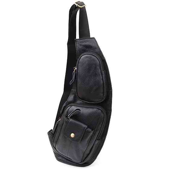 Мужская сумка с большим количеством карманов из натуральной кожи Vintage 22961 Черный Киев