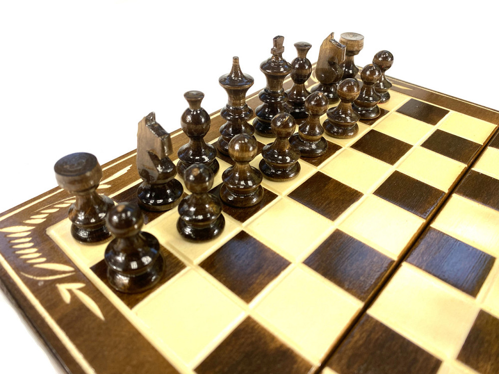 Шахова дошка для ігор 3 в 1 з натурального дерева розмір 27х27 см (S), шахи, шашки та нарди ручної роботи Кам'янець-Подільський - фото 6