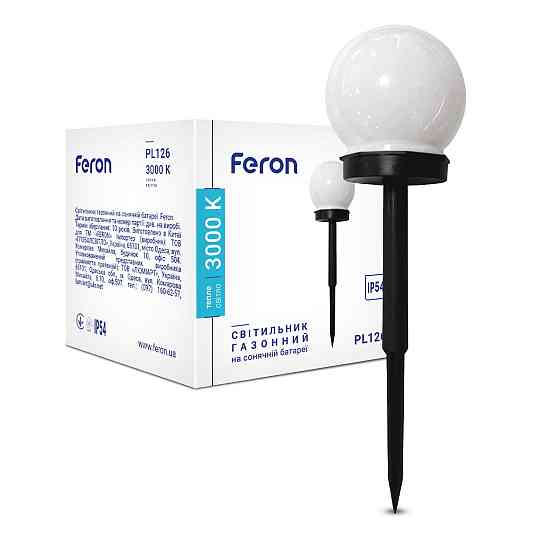 Ґрунтовий світлодіодний світильник Feron PL126 3000K на сонячній батареї чорний Харків