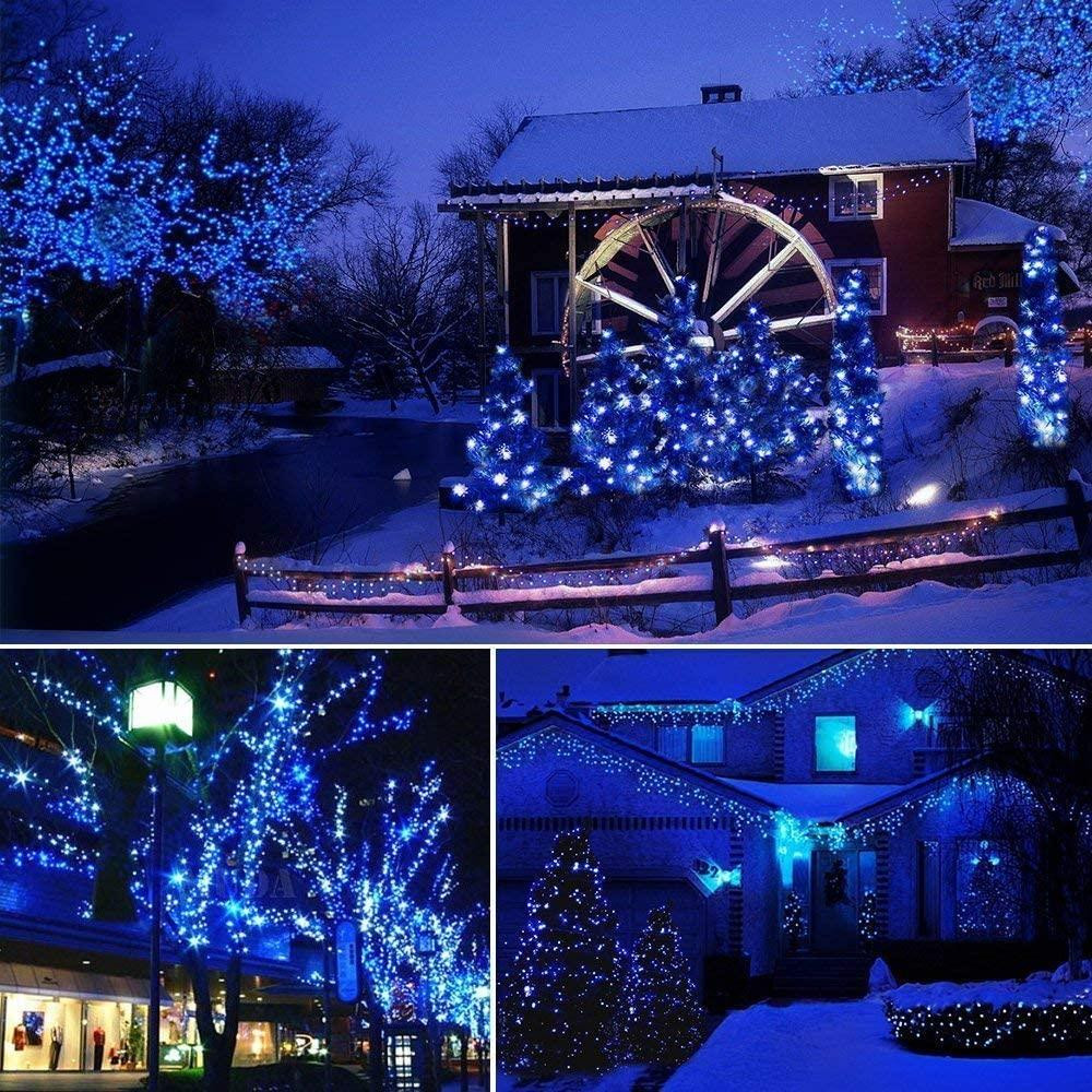 Світлодіодна гірлянда Epesl 220 LED, 25 м, синій колір, 8 режимів, вулична та інтер'єрна, для декору ялинки, свята та дому Київ - фото 16