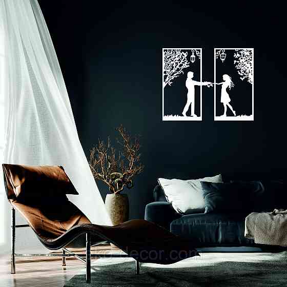 Декоративное настенное Панно «Девушка и парень» Декор на стену 90*71 см, Белый Киев