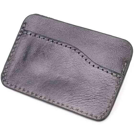 Картхолдер горизонтального типа с держателем для Apple AirTag из натуральной кожи Черный (GRANDE PELLE) Киев