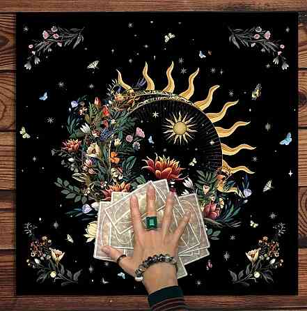 Вівтарна скатертина Сонце і Місяць 49×49 см – для Таро, рун, ритуалів і ворожінь Київ