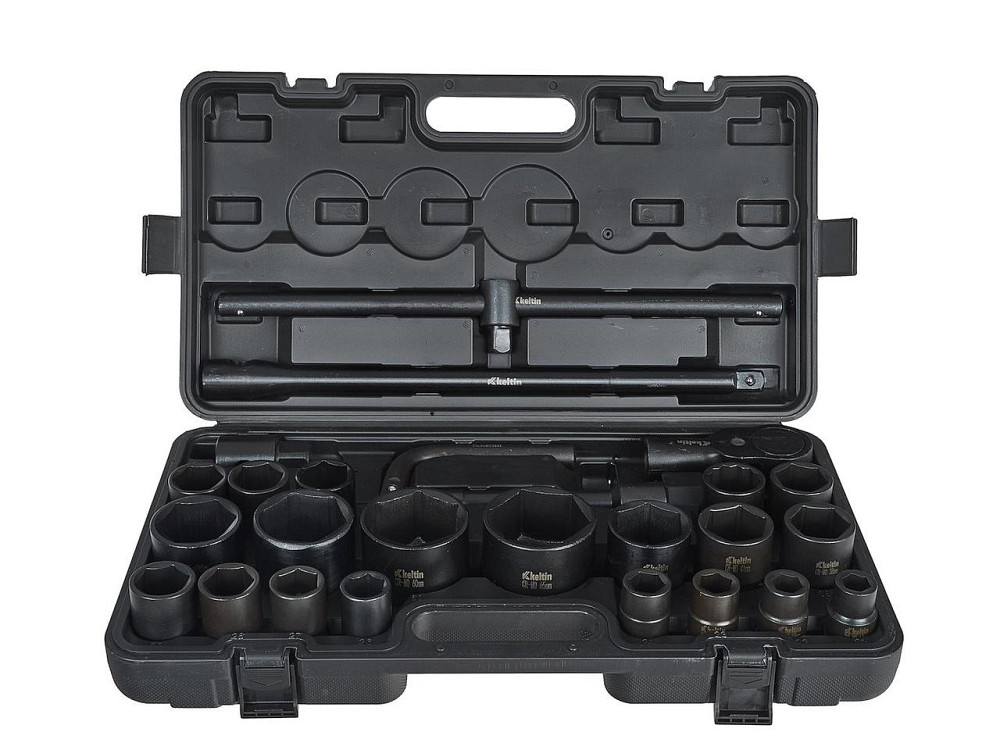 Набір ударних торцевих головок "Keltin" [к-т 26шт]: (3/4" 12-гранні 17-50мм ), (3/4" 6-гранна 36мм, 1" 6-гранні 55-65мм)+аксу Стрий - фото 3