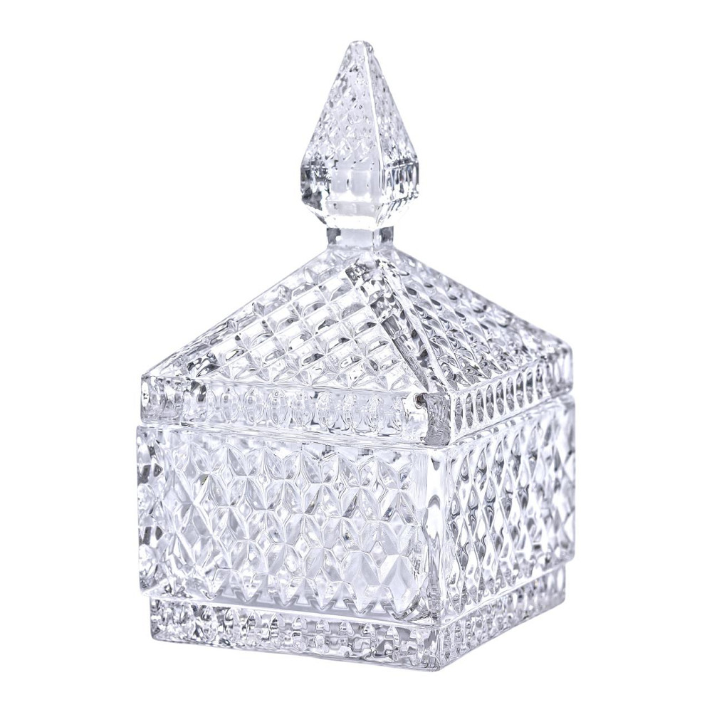 Yiwu Цукерниця скляна з кришкою 8.5х8.5х15 см квадратна HP-YH-41 Київ - фото 3