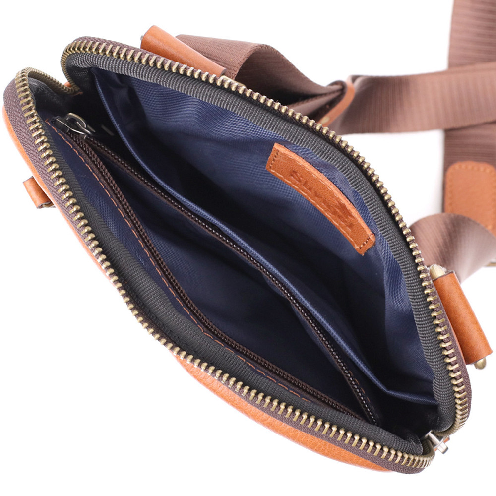 Мужская кожаная сумка через плечо из прочной зернистой кожи Shvigel 23151 Рыжий Киев - изображение 8