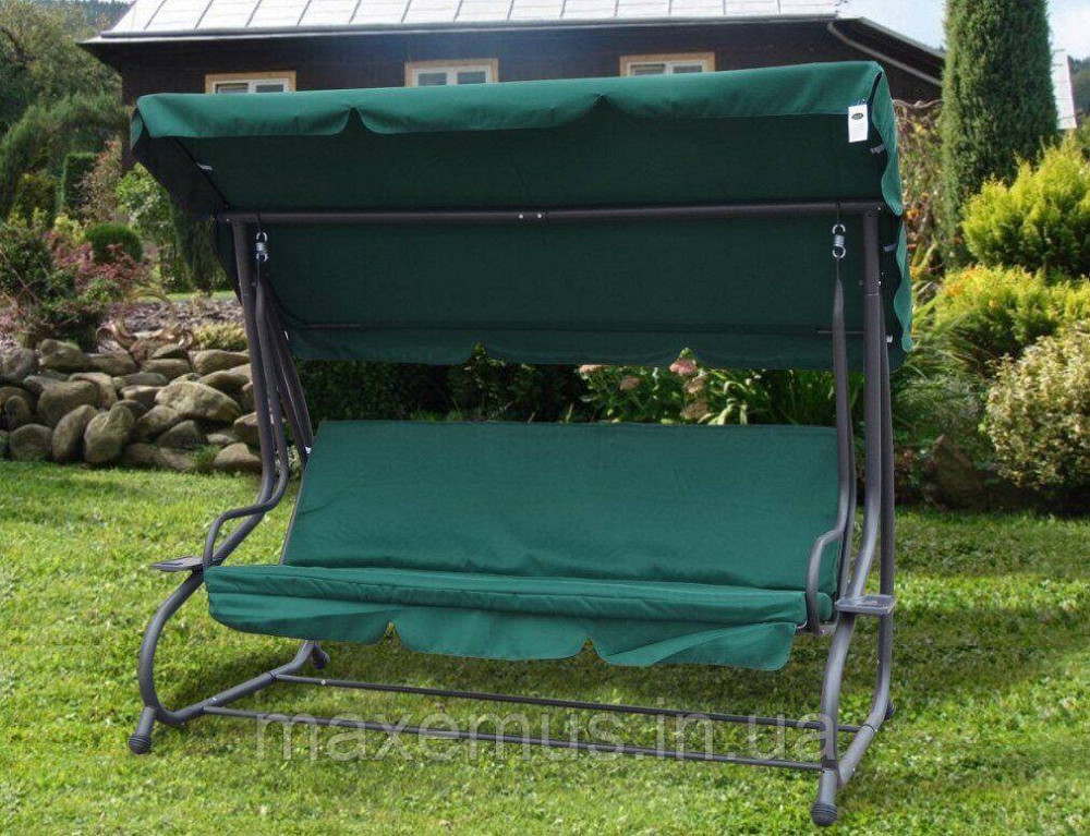 Садовые качели Bonro Garden 4-х местная раскладная с навесом качели для сада и дачи зеленая Мостиська - фото 2