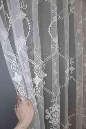 Тюль фатин с вышивкой, цвет белый 1413т Киев