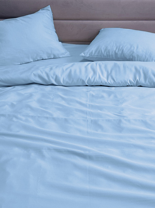 Ecotton Комплект постільної білизни Ecotton полуторний 150х215 см однотонний блакитний Blue Коломия - фото 3