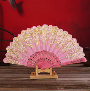 Веер ажурный розовый пластиковый Киев - изображение 1
