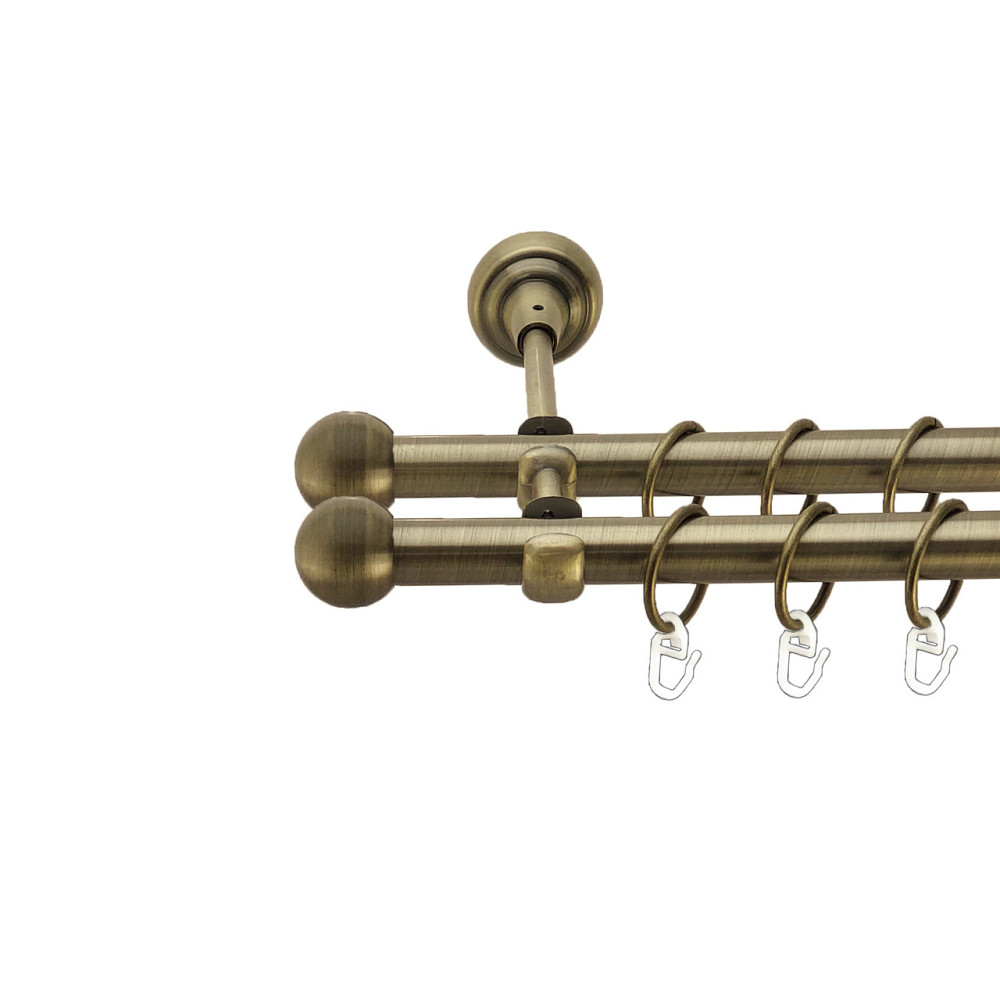 Карниз Orvit Куля Болонь металевий дворядний відкритий Антик 19\19 мм 300 см (4016409) Львів - фото 1