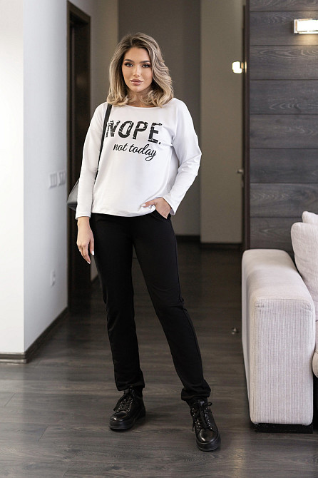 Жіночий спортивний костюм двонитка "Foll" | Норма і батал Чорний, 46-48 Київ - фото 3