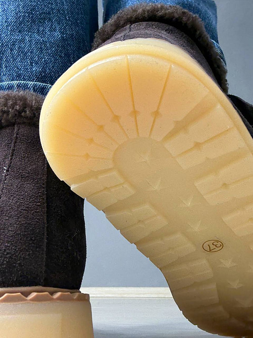 Черевики жіночі Hengji 68-6 замшеві на хутрі з опушкою коричневі, 39, 24,5 см Київ - фото 8