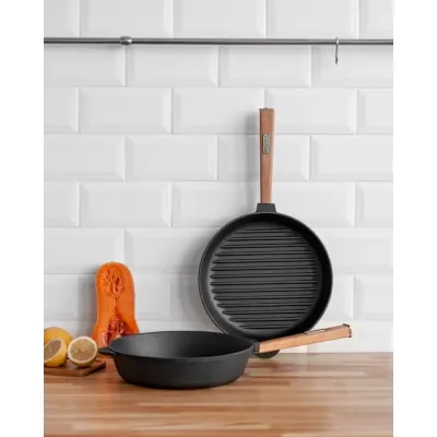 Сковорода Brizoll Optima чавунна Гриль з ручкою 280х50 мм (O2850G-P) Винница