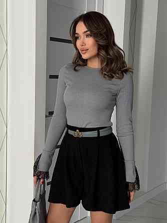 Жіночий лонгслів рубчик з мереживом Chic Київ