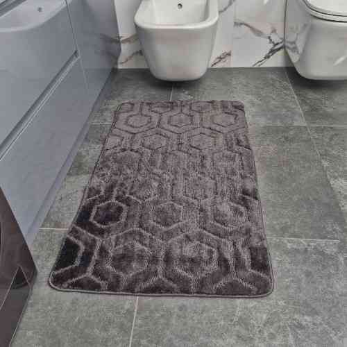 Килимок для ванних кімнат поліпропіленовий TM DarianA Standard u-cut 60*100 сірий соти Житомир