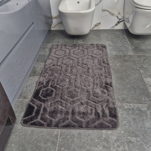 Килимок для ванних кімнат поліпропіленовий TM DarianA Standard u-cut 60*100 сірий соти Житомир - фото 2