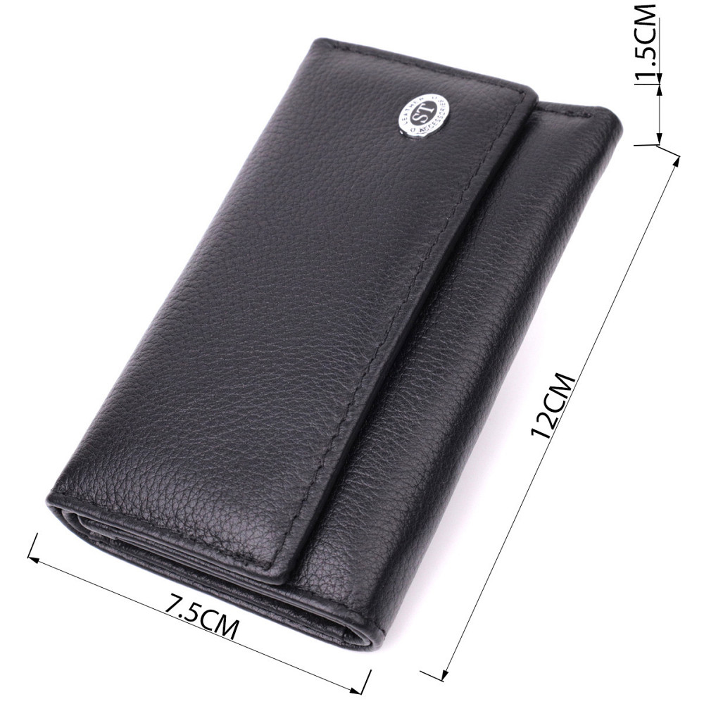Шкіряна ключниця з 6 карабінами чорна (ST Leather) Київ - фото 13