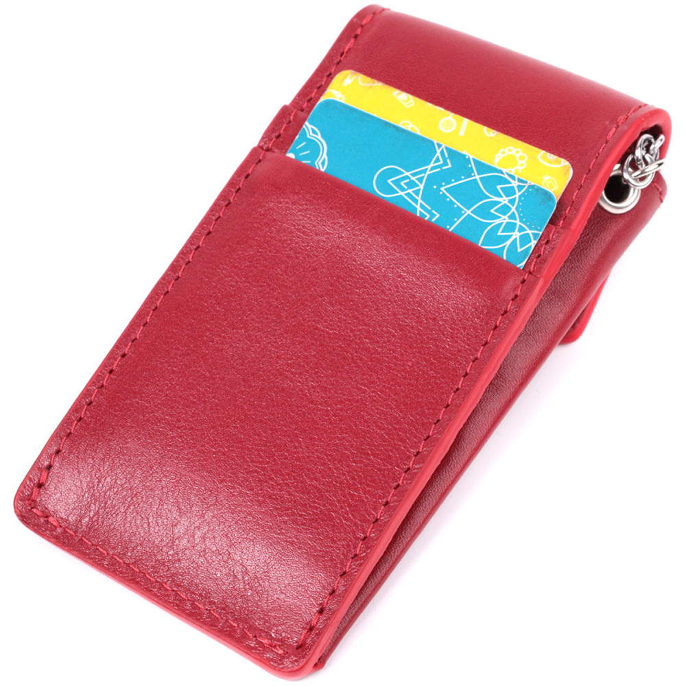 Яскрава жіноча ключниця футляр із натуральної шкіри GRANDE PELLE 22569 Червоний Київ - фото 4