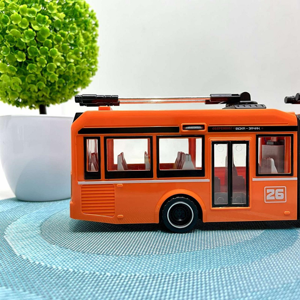 Тролейбус Авто Експерт з інерцією підсвічуванням і звуком відчиняються двері Помаранчевий (26487) Чернигов - изображение 7