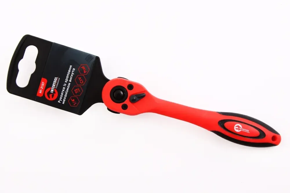 Ключ тертя 1/4 72 зуба вигнутий Intertool Prof обрізаний Вінниця - фото 1