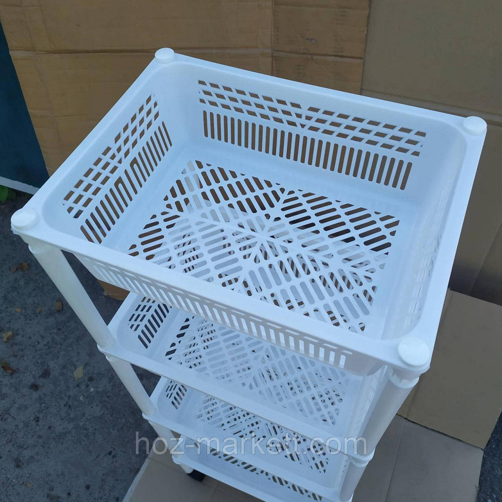 Пілочка на коліщатках пластикова для ванни та кухні 4 яруси. Полиця біла Харків - фото 4