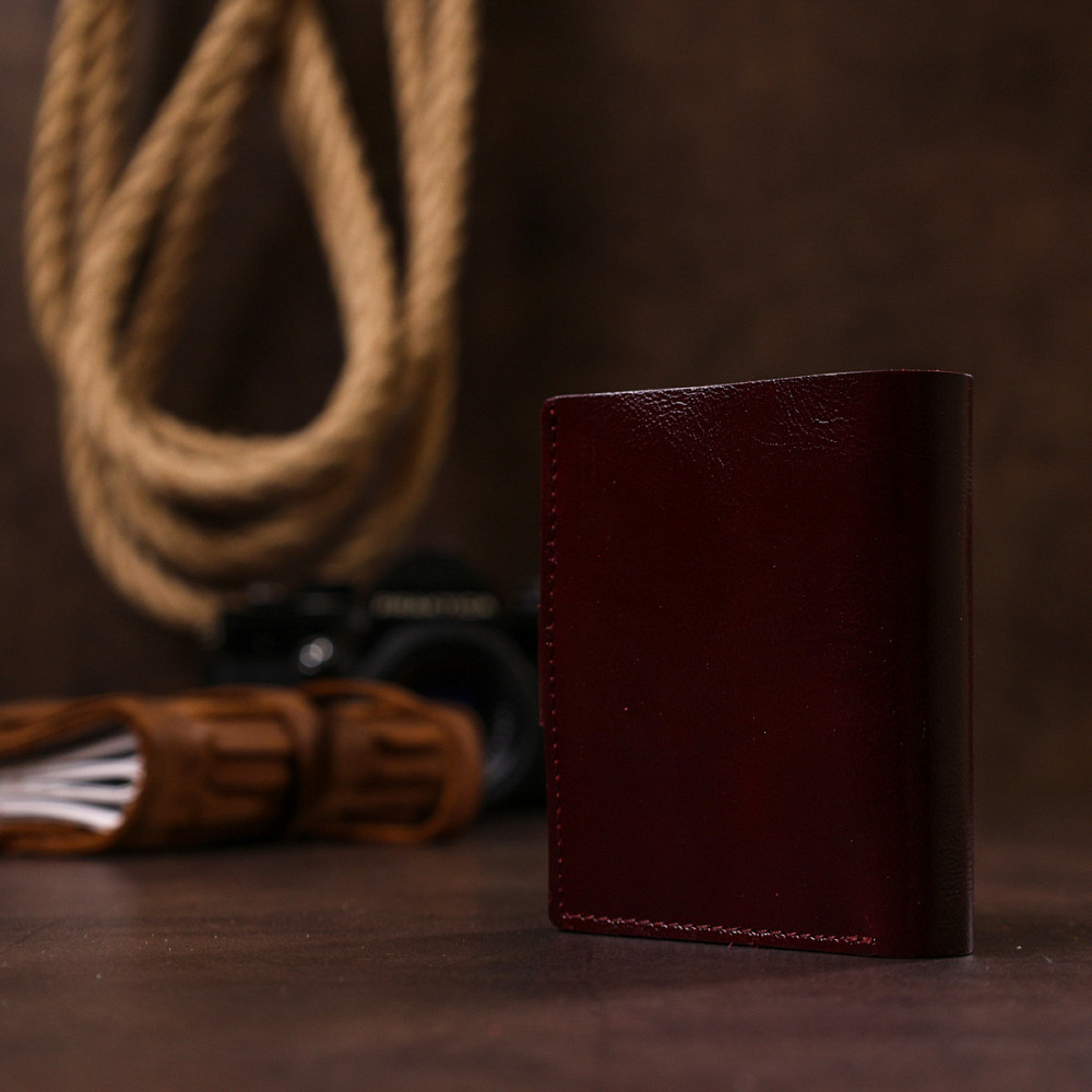 Жіноче глянсове шкіряне портмоне Бордовий (SHVIGEL) Київ - фото 3