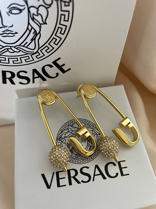Сережки Версачі позолота 18К з цирконами Одеса - фото 4
