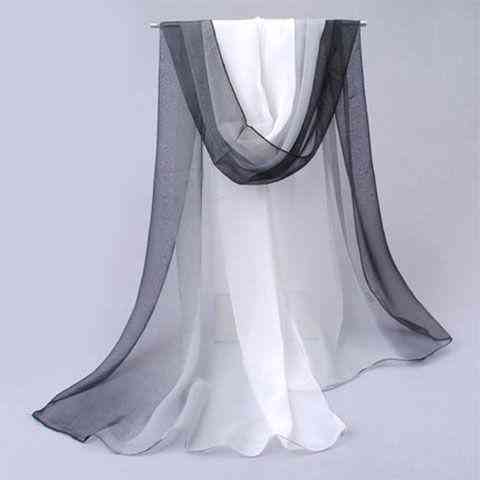 Женский шарф шифоновый 150 на 50 см черно-белый Киев