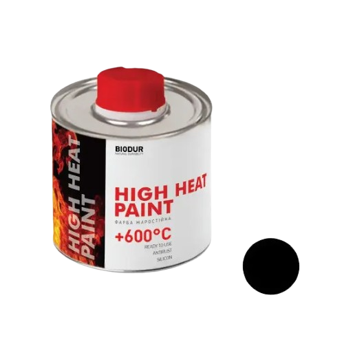 Емаль 200мл жаростійка чорний Biodur Житомир - фото 1
