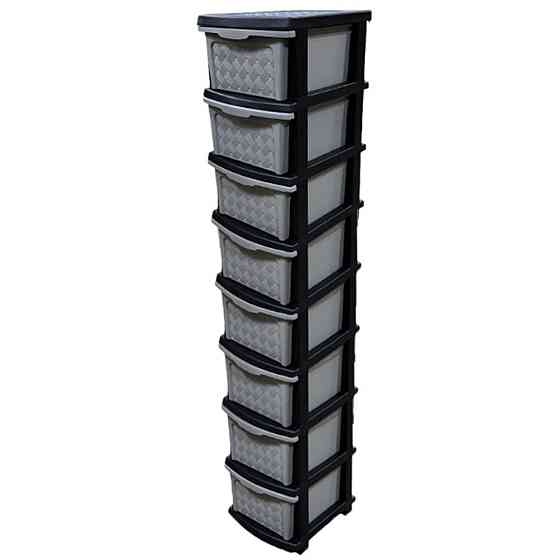 Комод пластиковий сіро-чорний "Компакт Плюс" 8 ярусів 166*40*34см R-Plastic Одеса