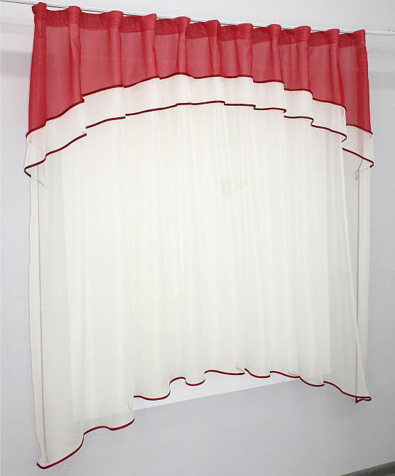 Кухонная гардина VR-Textil № 036к арка молочный с красным 280х170 см (52-0243) Киев - изображение 2