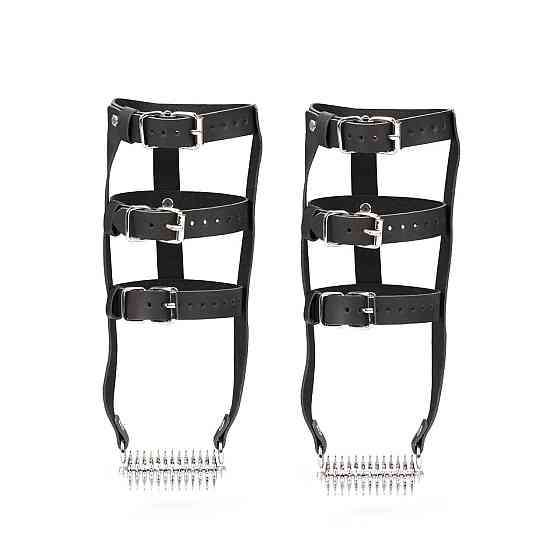 Кожаная портупея для голеностопа со шпорами Liebe Seele Leather High Heel Ankle Harness Silver Sex Aura Киев
