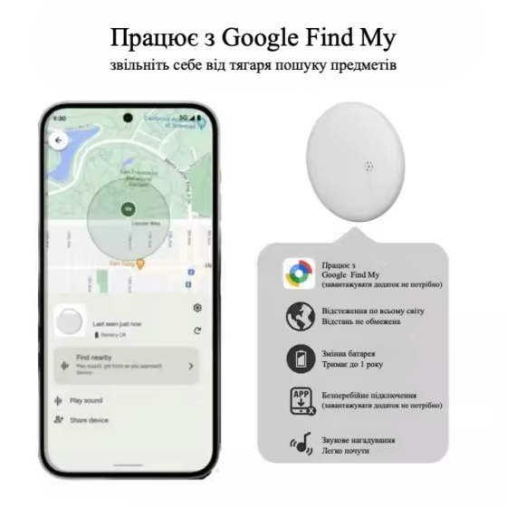 GPS Трекер для Android, брелок Anti-lost Tracker - білий Київ