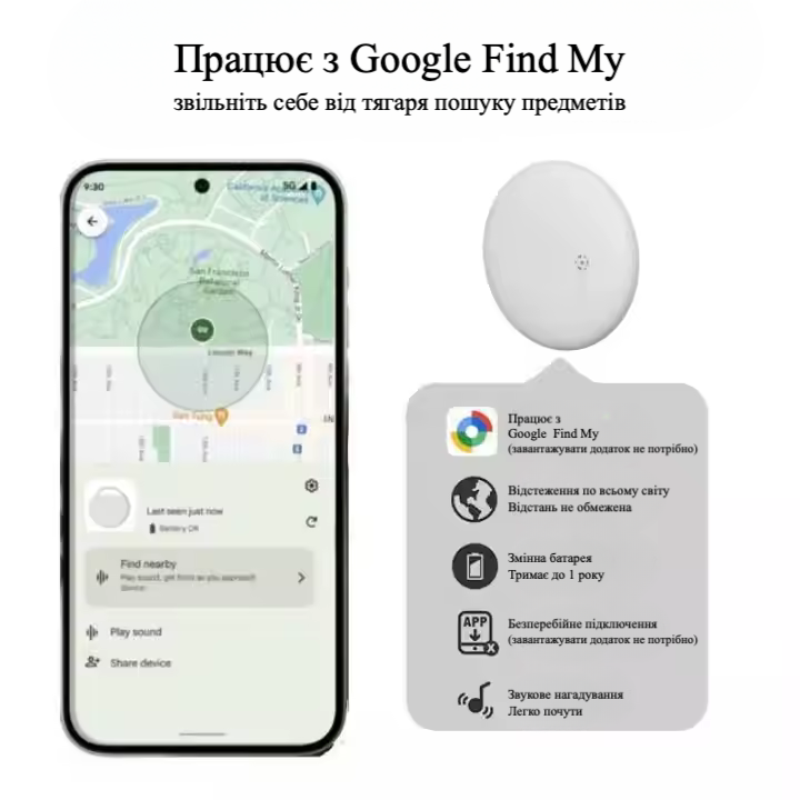 GPS Трекер для Android, брелок Anti-lost Tracker - білий Київ - фото 5
