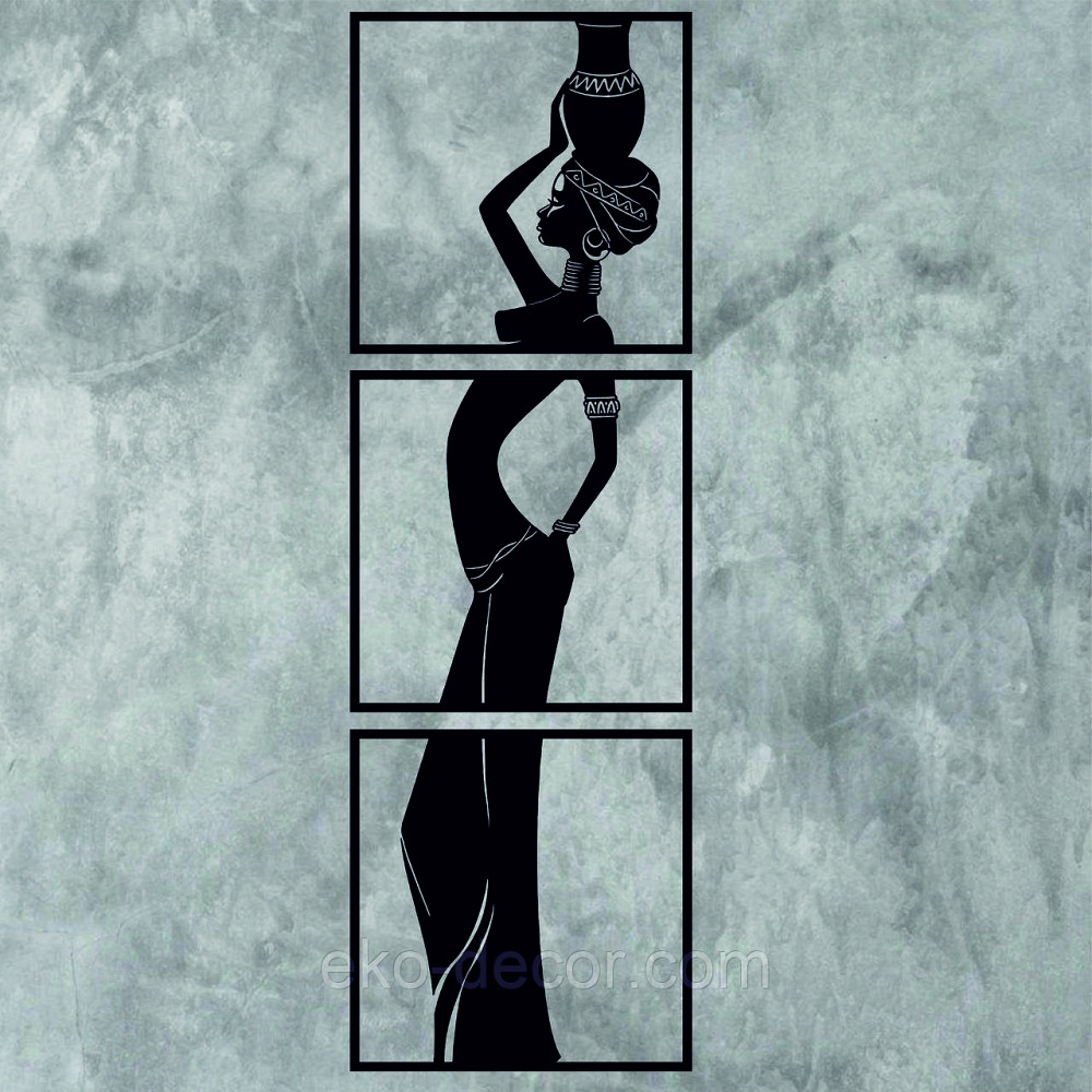 Декоративное настенное Панно «Девушка» Декор на стену 90*276 см, Черный Киев - изображение 3
