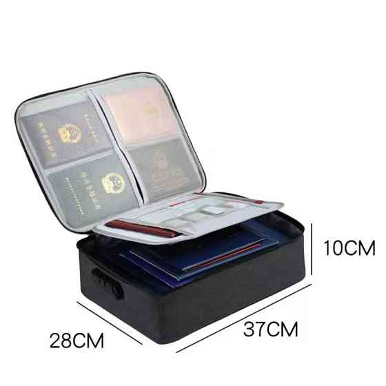 Сумка-органайзер для документів із замком із захистом від води та вогню на 3 відділення, JY-1019, чорна Кам'янець-Подільський