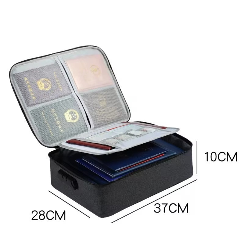 Сумка-органайзер для документов с замком с защитой от воды и огня на 3 отделения,JY-1019, черная Каменец-Подольский - изображение 3