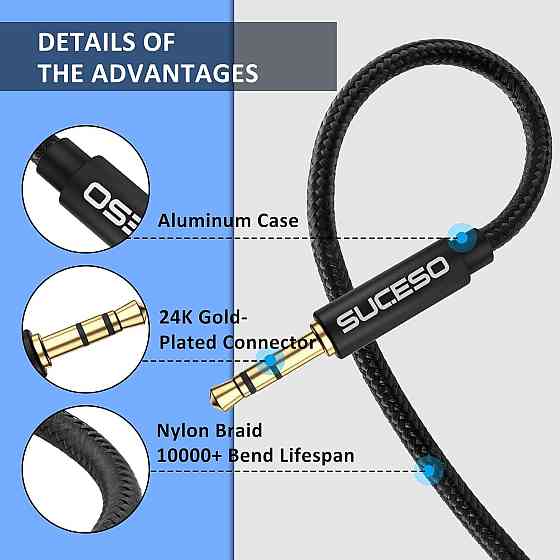 Аудіо кабель-подовжувач SUCESO Jack 3.5 3м Луцк