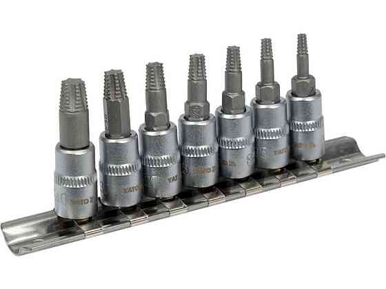 Набір естракорів гвинтів YATO торцеві з TORX спіральні квадрат 1/4", 7 шт [15] Одеса
