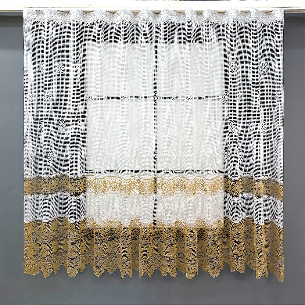 Тюль сетка VR-Textil Juli № 1721т Арка на кухню цвет белый со светло-коричневым 400х160 см (53-0038) Киев - изображение 2