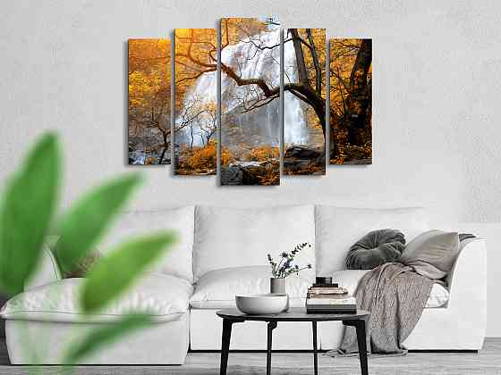 Модульна картина у вітальню / спальню Осінній водоспад Art-329_5 ( 80х118см ) Київ