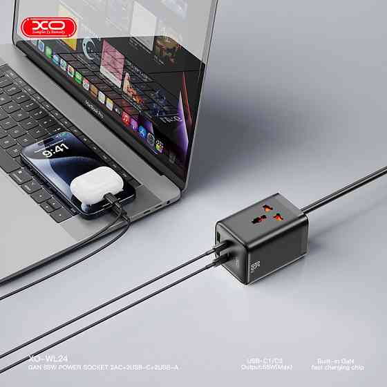 Мережевий зарядний пристрій XO WL24 Fast Charging Desktop Charger Array Plug 65W чорний Львів