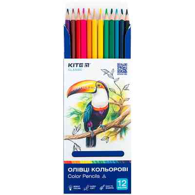 Карандаши цветные Kite Classic тригранні, 12 кольорів (K-053) Винница